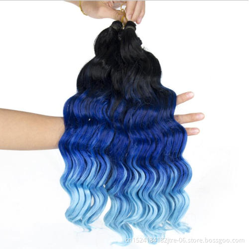 t4/27 530 deep wave twist braiding hair extension for soft locs, 2# 12-24 inch deep wave bulk crochet braids hair extension